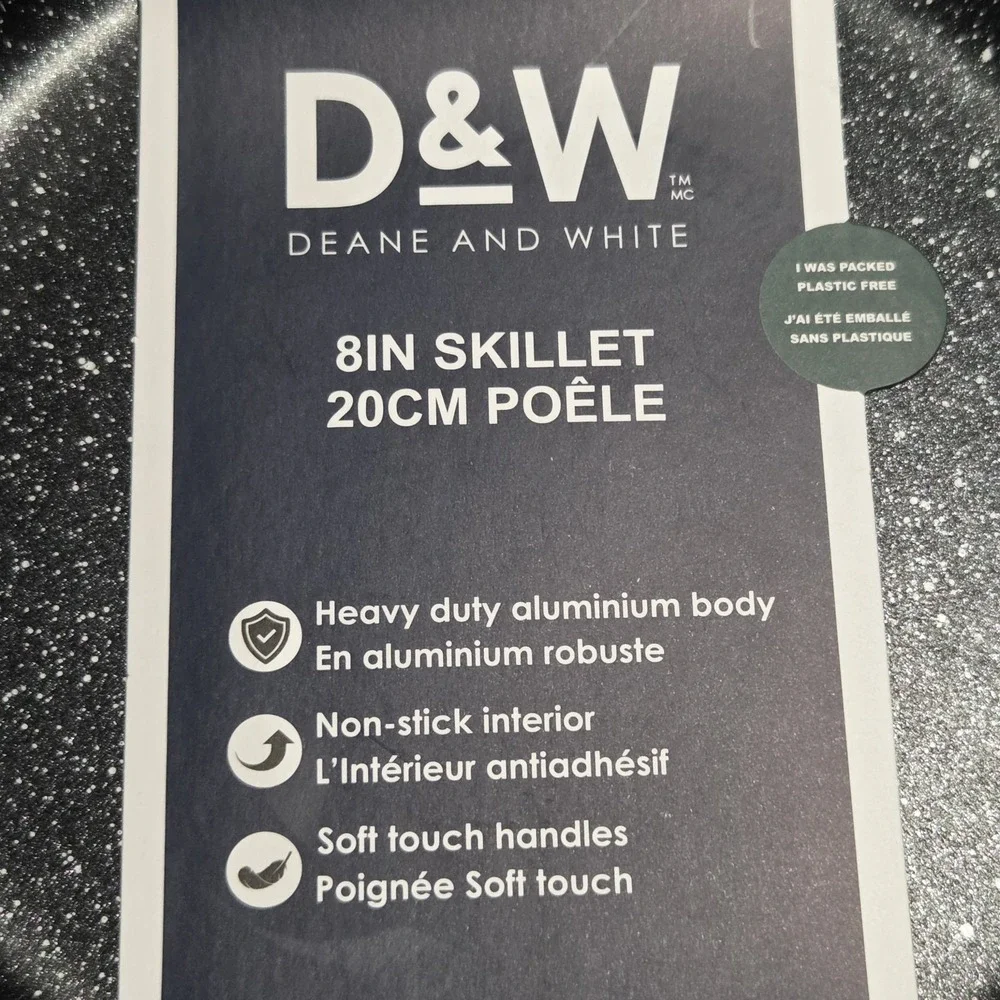 D&W Deane And White Cookware 8in Frying Pan Skillet Nonstick Interior‎ Black